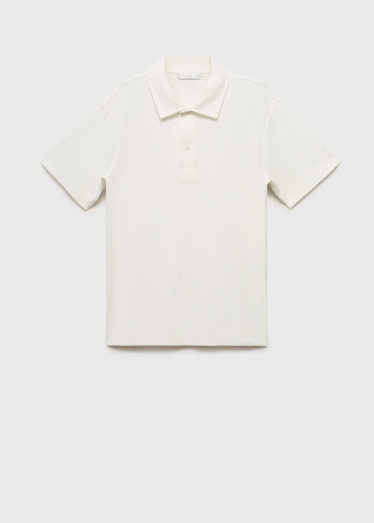 Textured knitted polo shirt — Off White