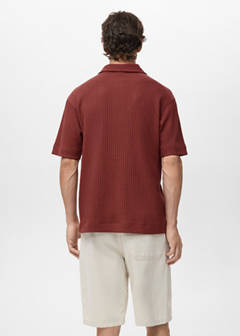 Textured knitted polo shirt — Cherry 3