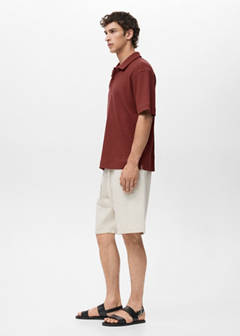 Textured knitted polo shirt — Cherry 5