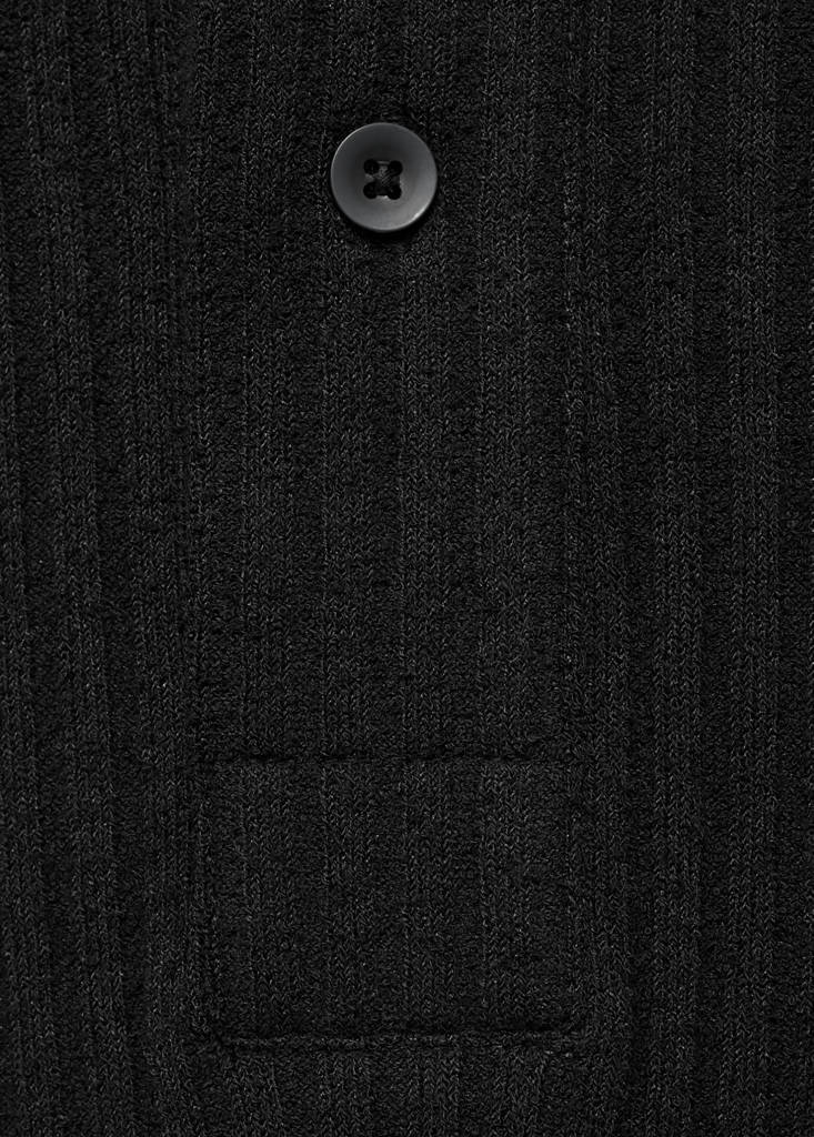 Textured knitted polo shirt — Black
