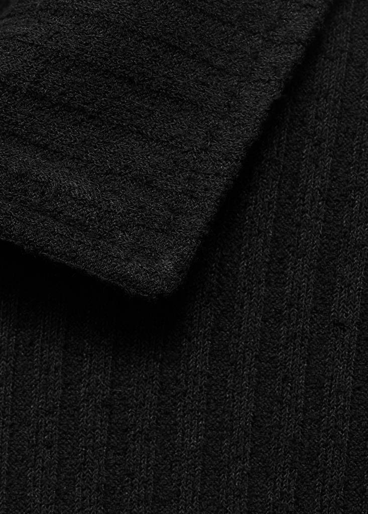 Textured knitted polo shirt — Black