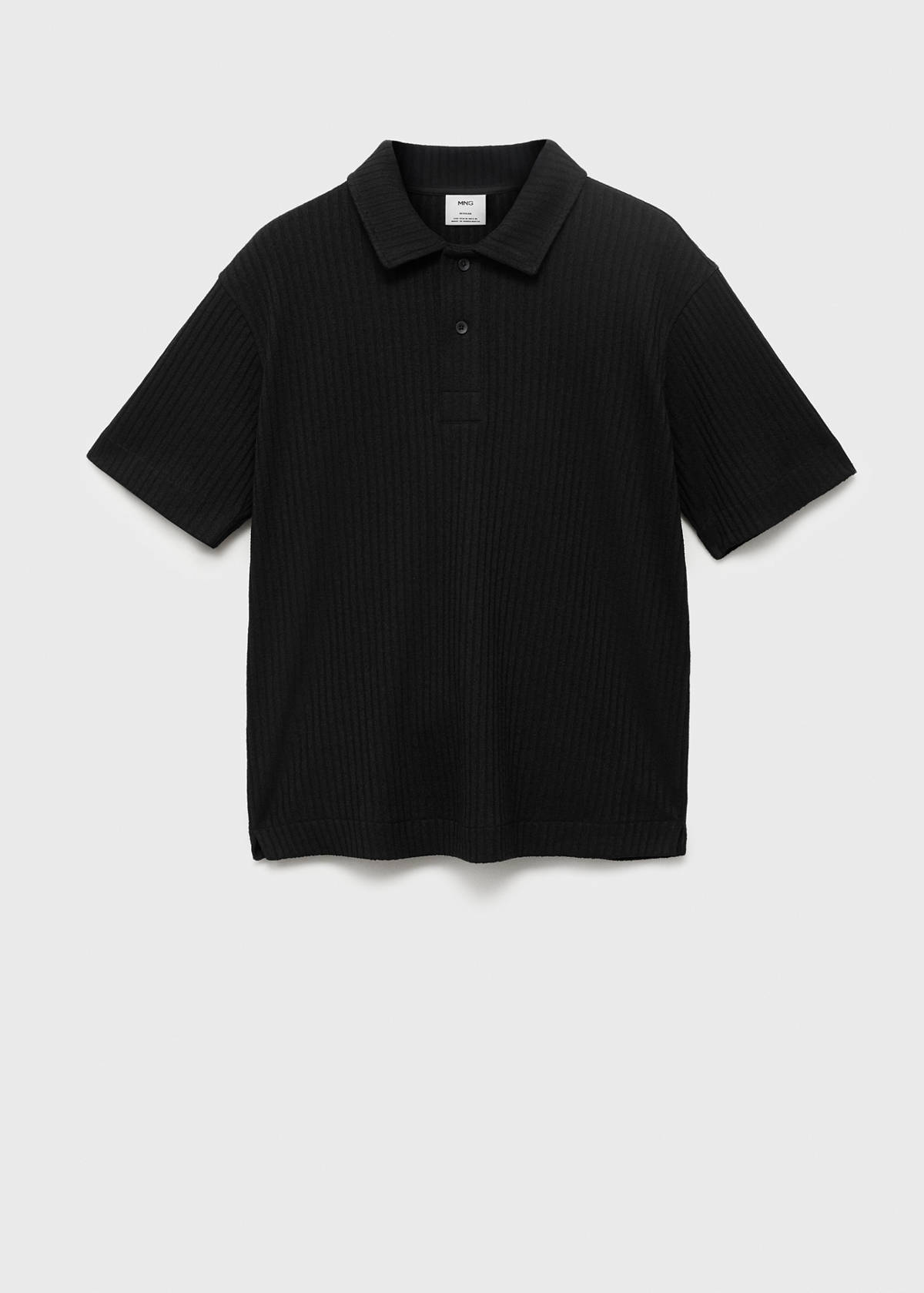 Textured knitted polo shirt — Black