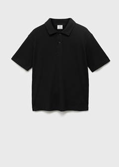 Textured knitted polo shirt — Black 6