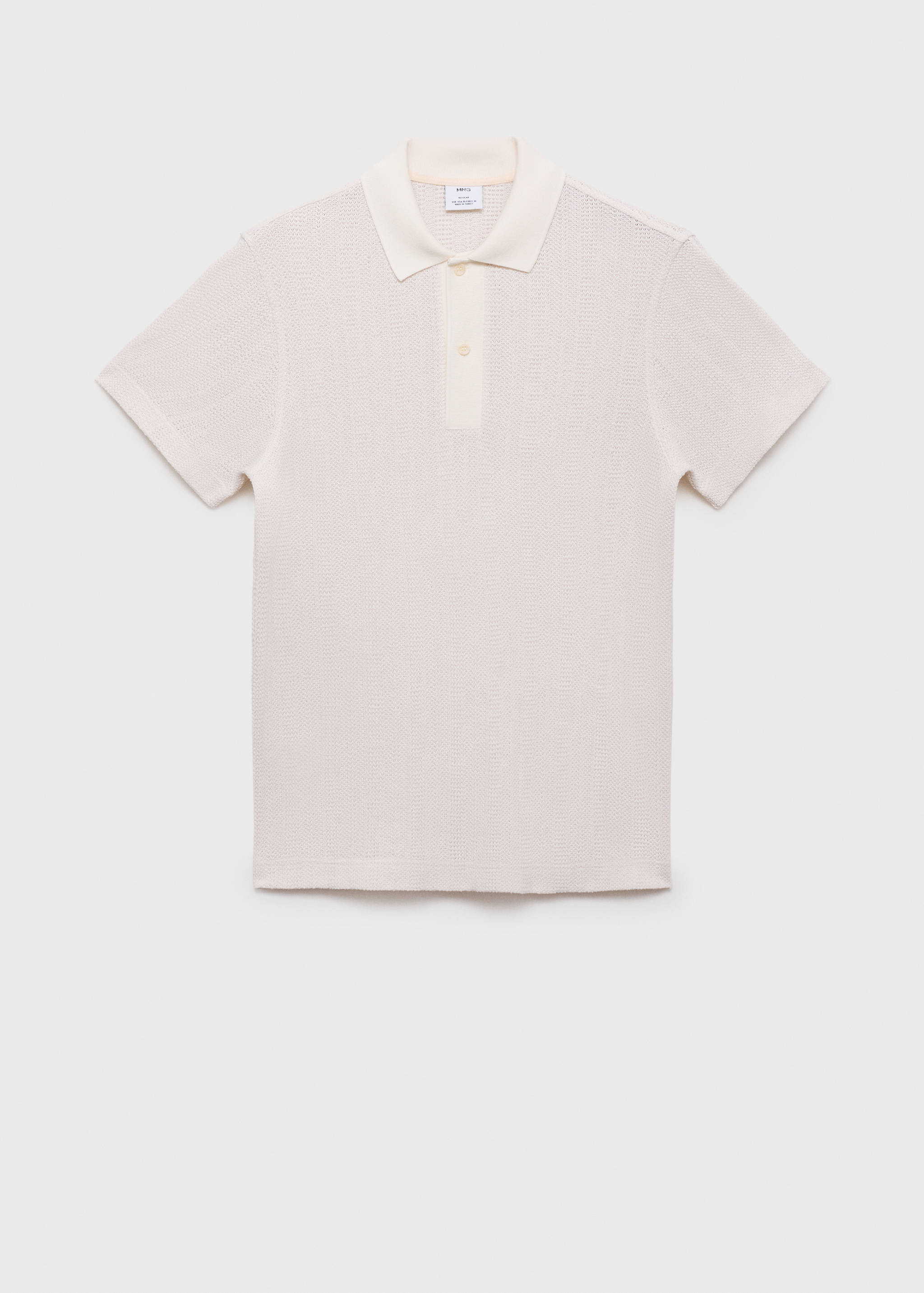 Knitted cotton polo shirt with lace pattern - Article without model