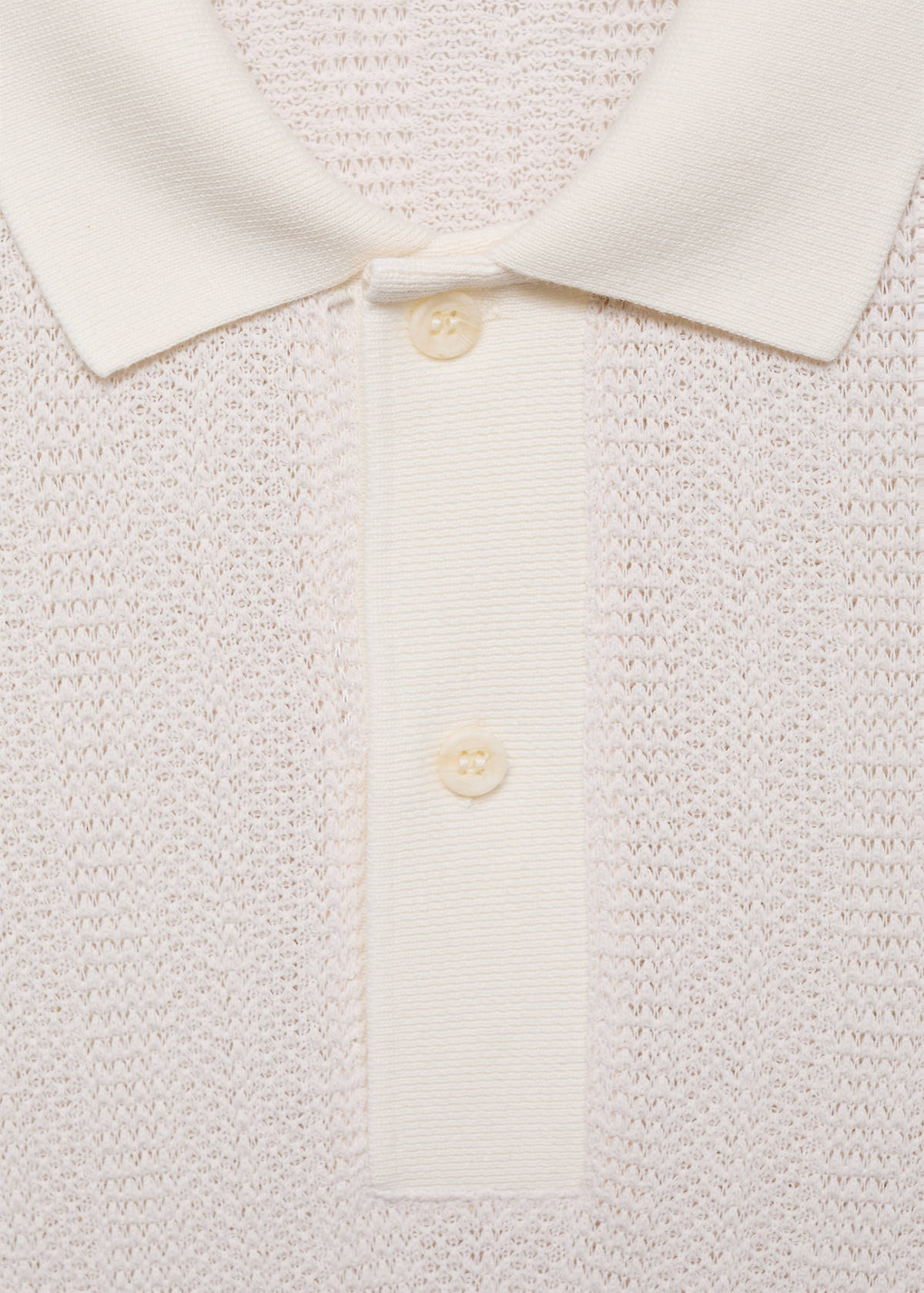 Openwork knitted cotton polo shirt — Off White