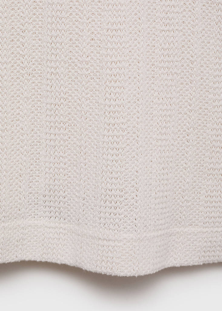 Openwork knitted cotton polo shirt — Off White