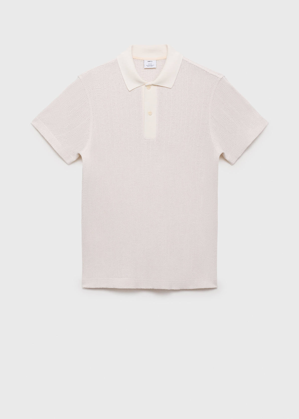 Openwork knitted cotton polo shirt — Off White