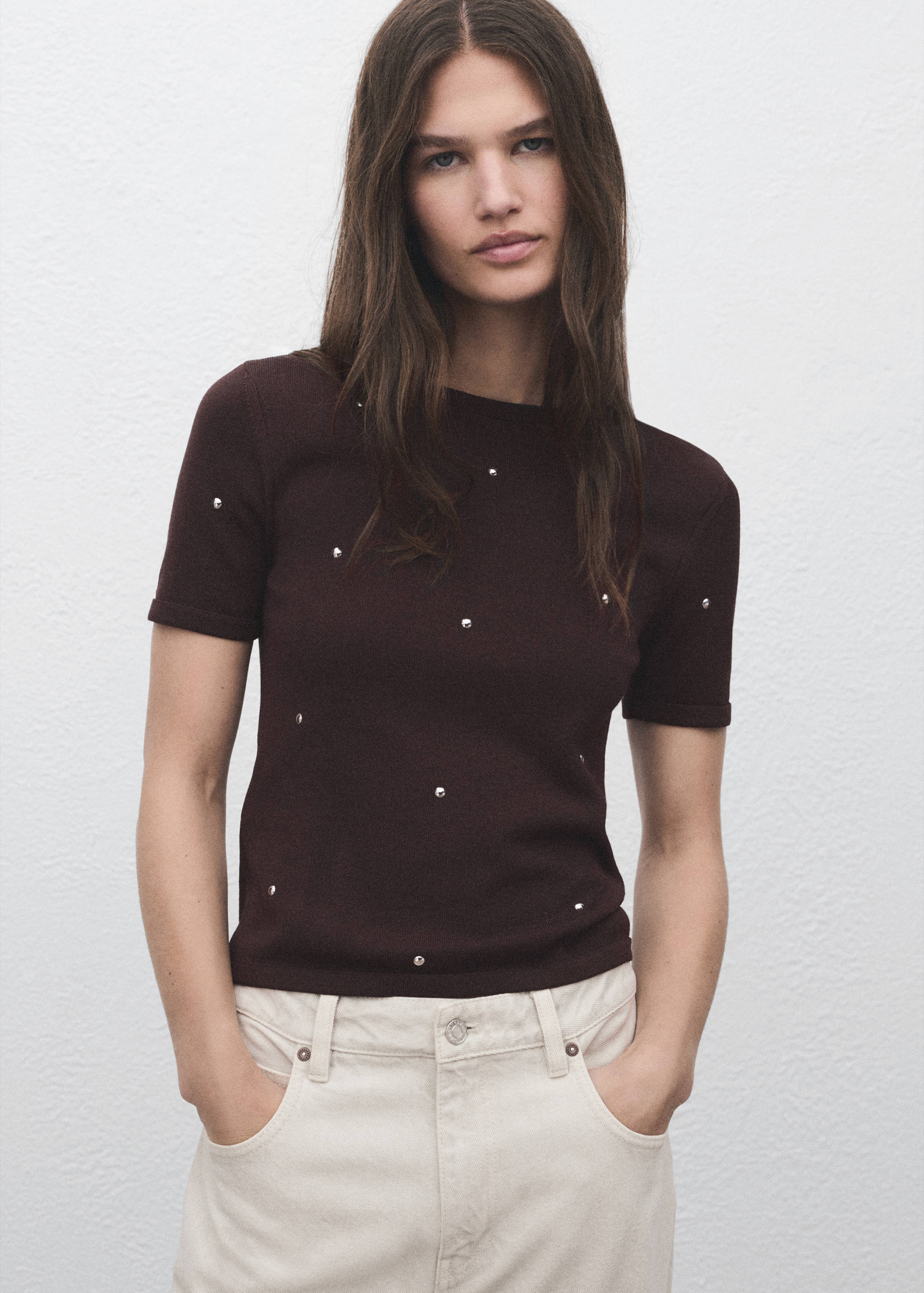 Knitted sweater with rhinestones - Medium plane