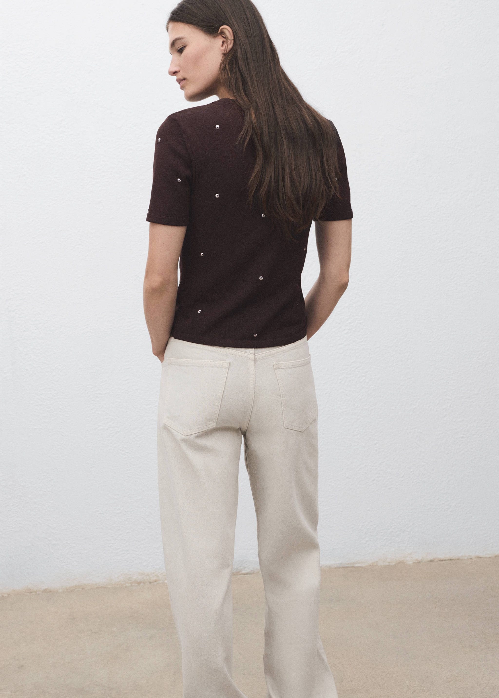 Knitted sweater with rhinestones - Reverse of the article