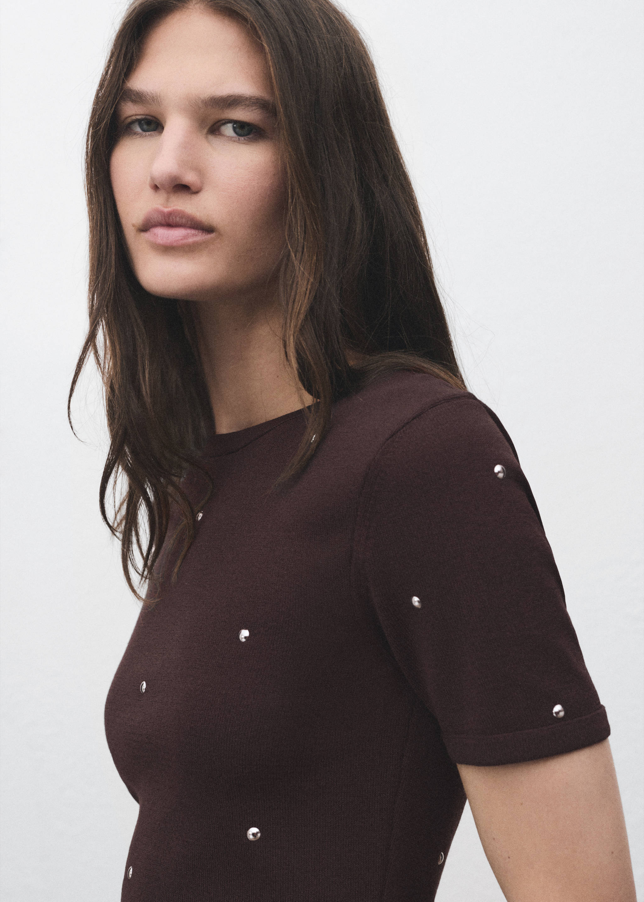 Knitted sweater with rhinestones - Details of the article 1