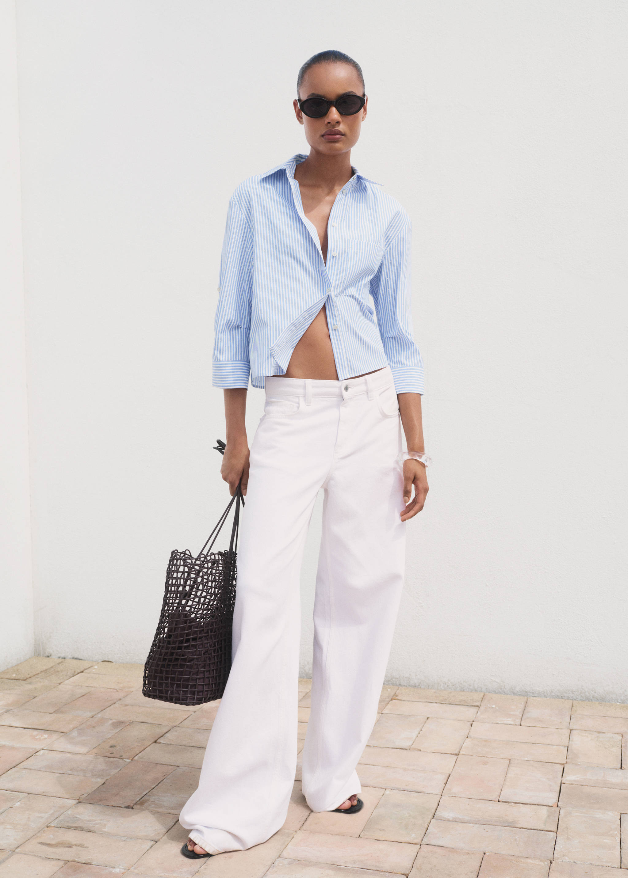 Rhinestone cropped shirt - General plane