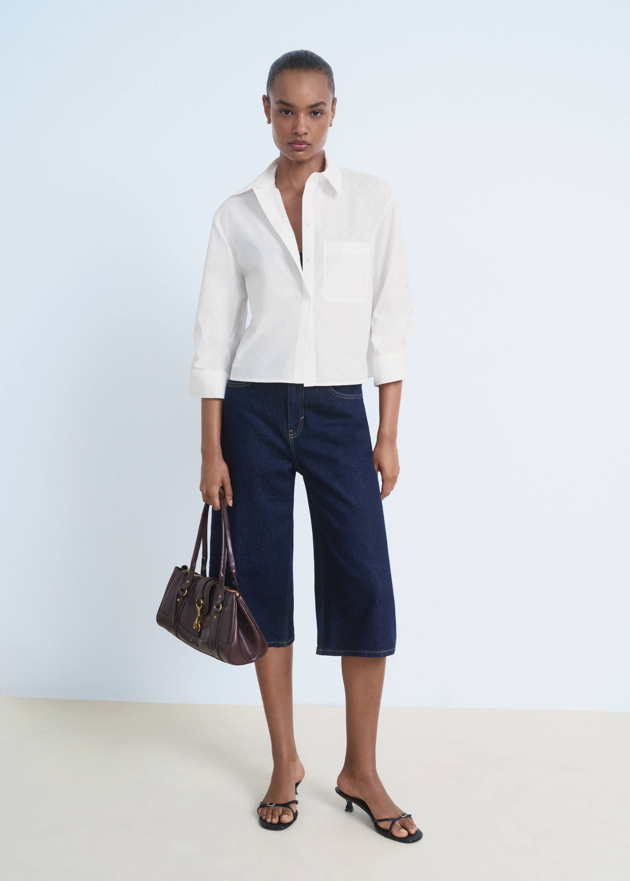 Rhinestone cropped shirt - General plane