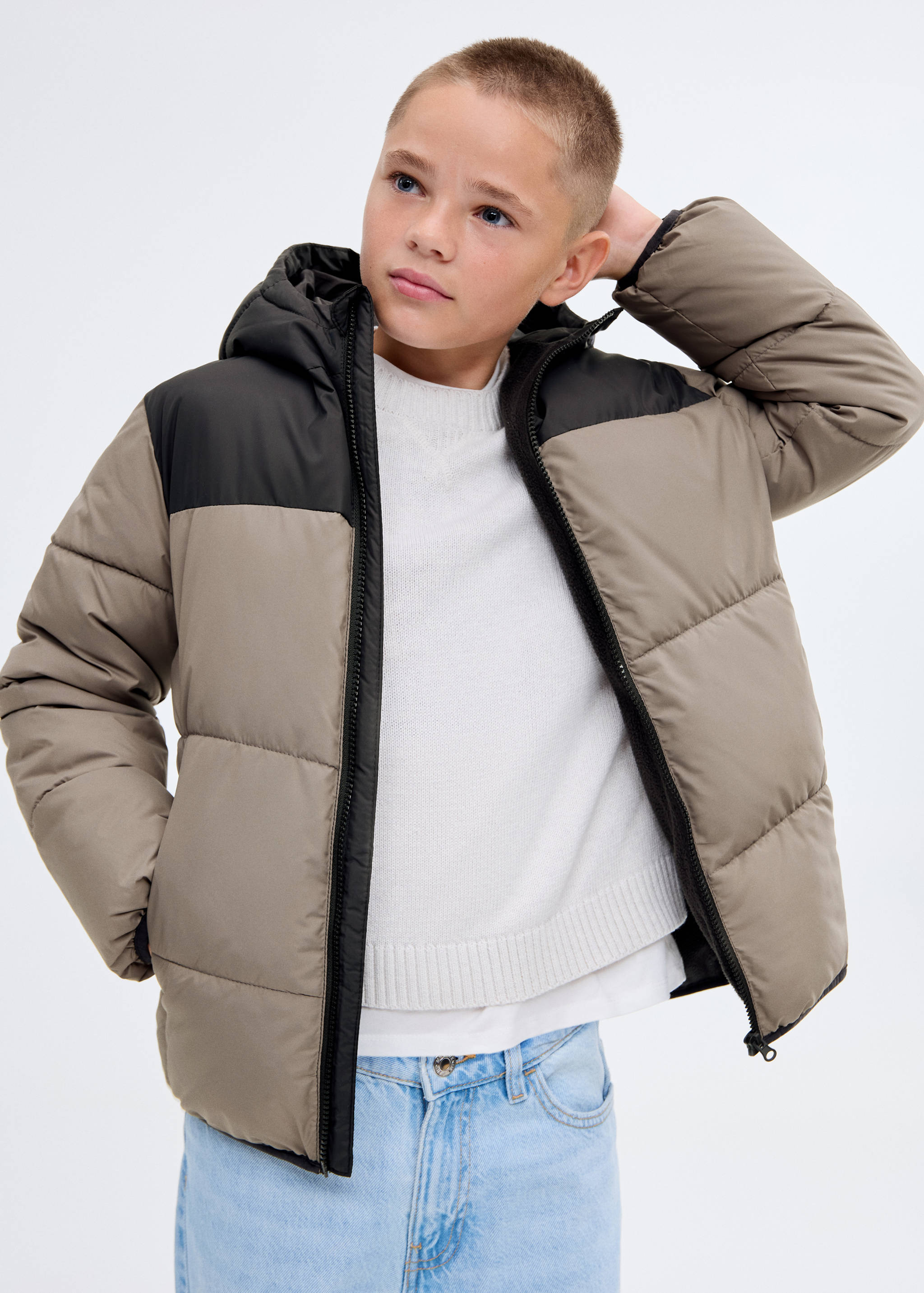 Anorak acolchado bicolor - Plano medio