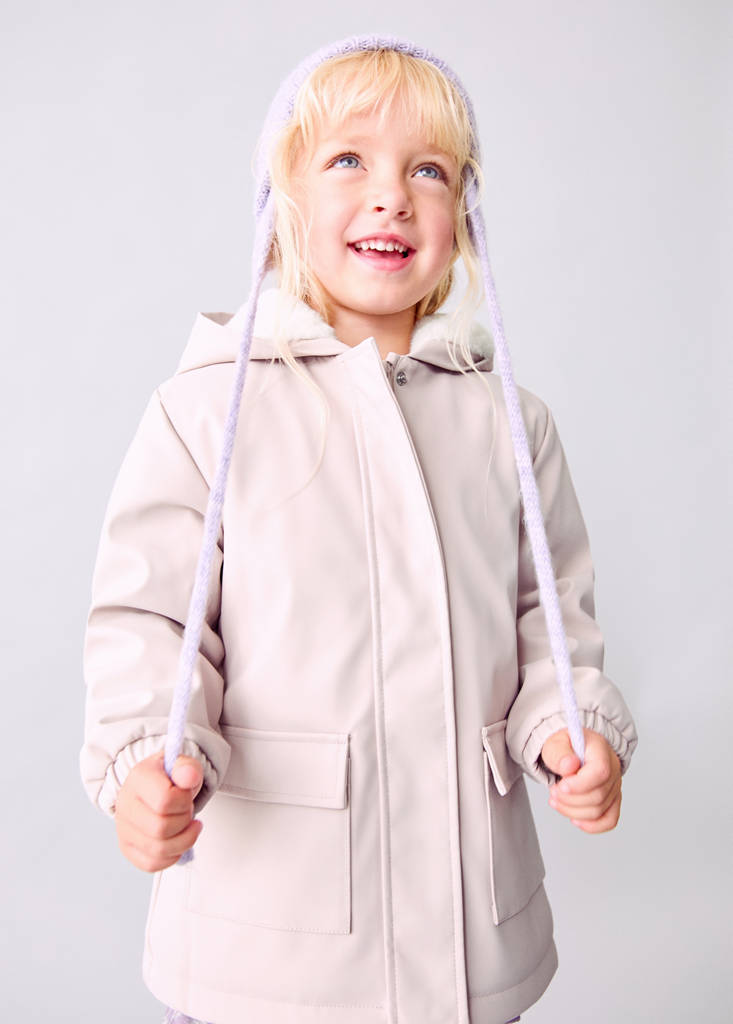 Rubberised coat with fur-effect lining — Pink