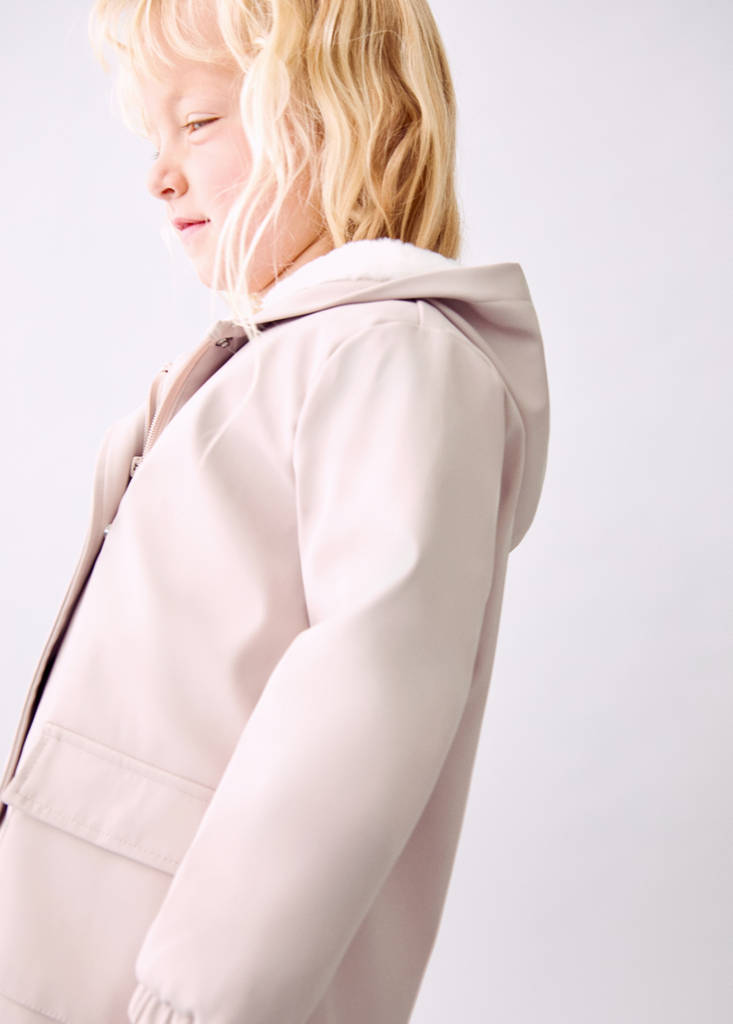 Rubberised coat with fur-effect lining — Pink