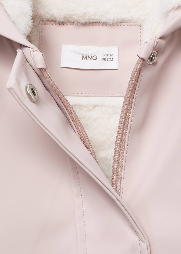 Rubberised coat with fur-effect lining — Pink