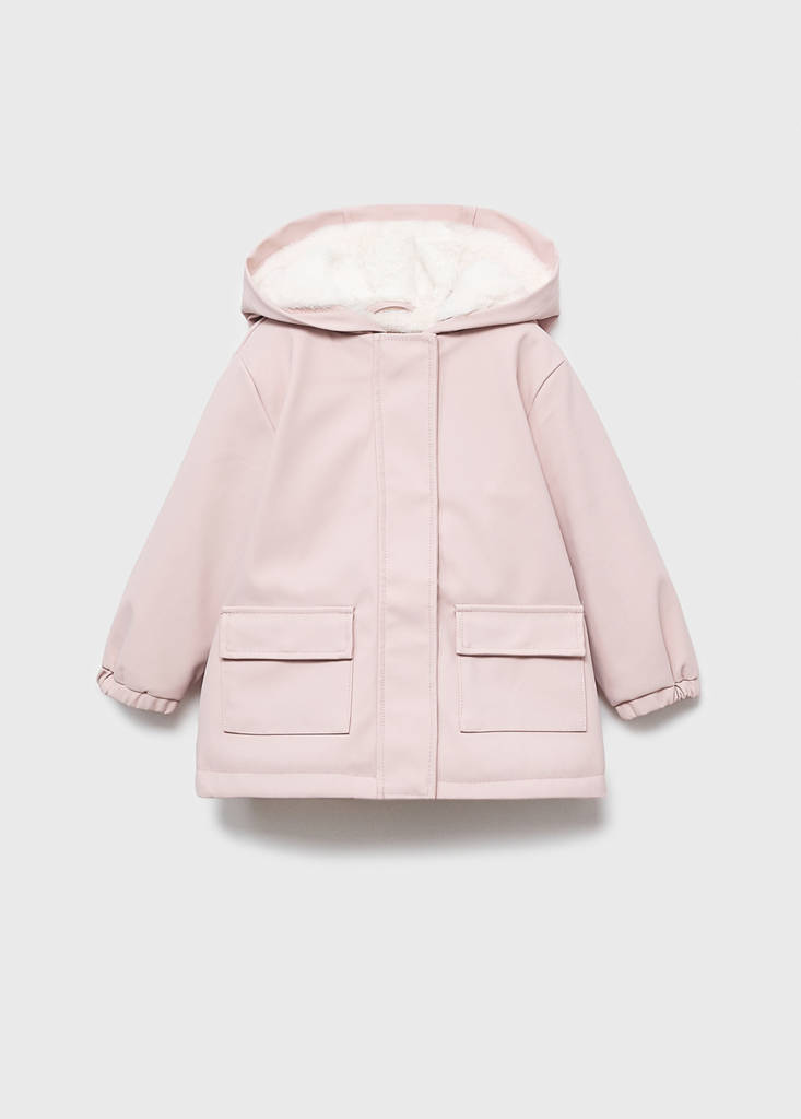 Rubberised coat with fur-effect lining — Pink