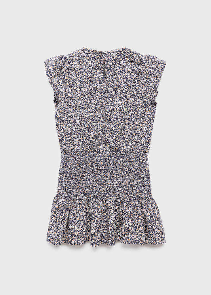 Ruched floral dress — Navy