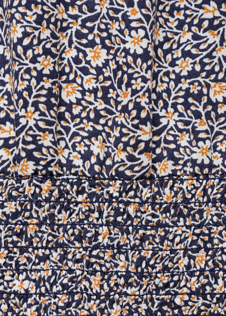 Ruched floral dress — Navy
