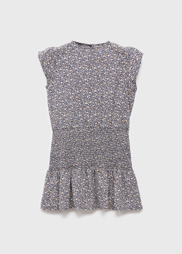 Ruched floral dress — Navy