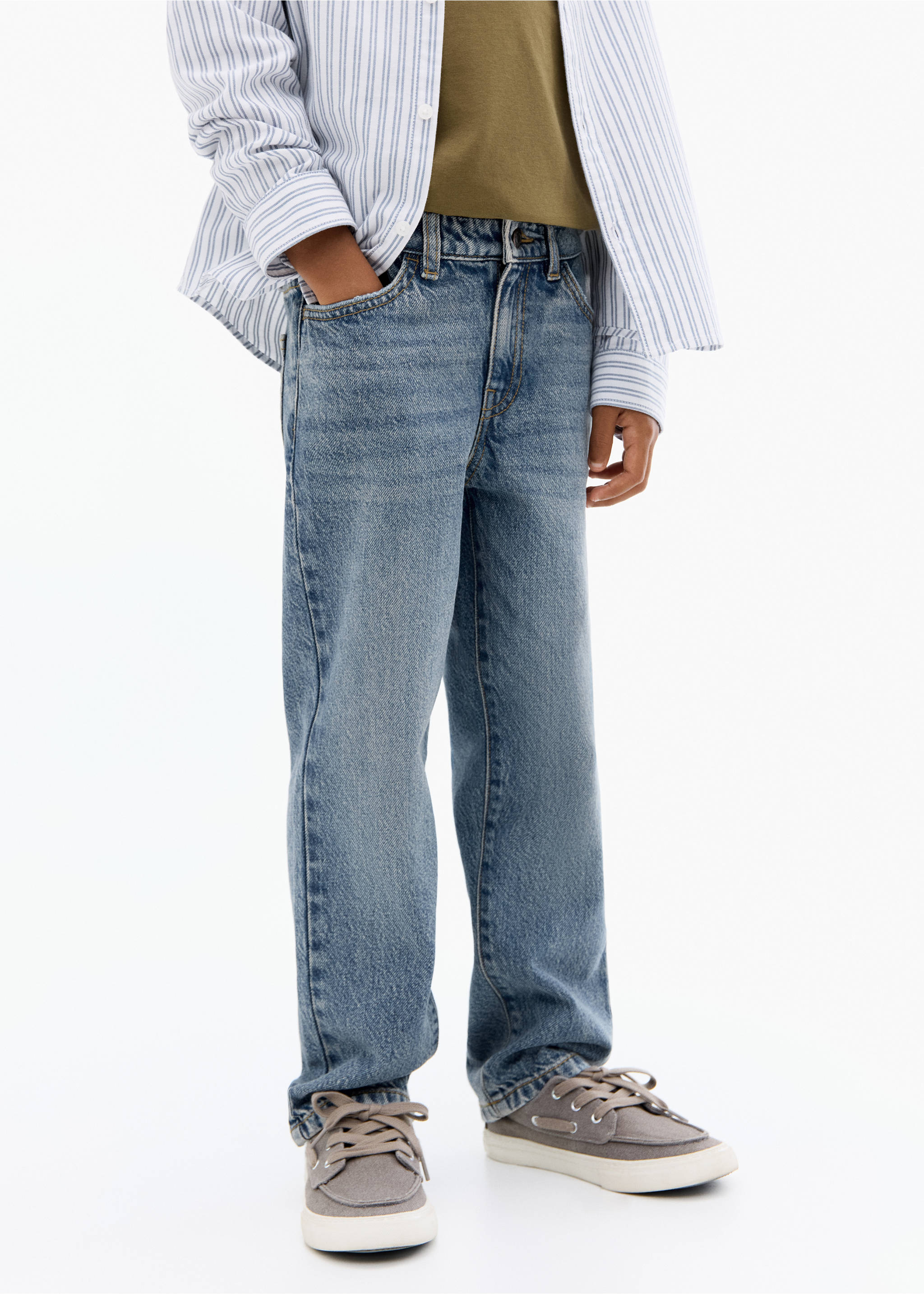 جينز بقصة Dad Fit - تفاصيل المنتج 3, أزرق خمري متوسط. Ref: 17093274-00.
