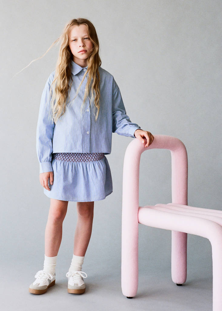 Striped cotton skirt — Blue