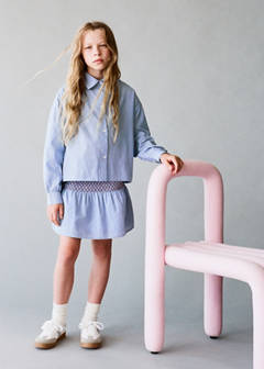 Striped cotton skirt — Blue 1
