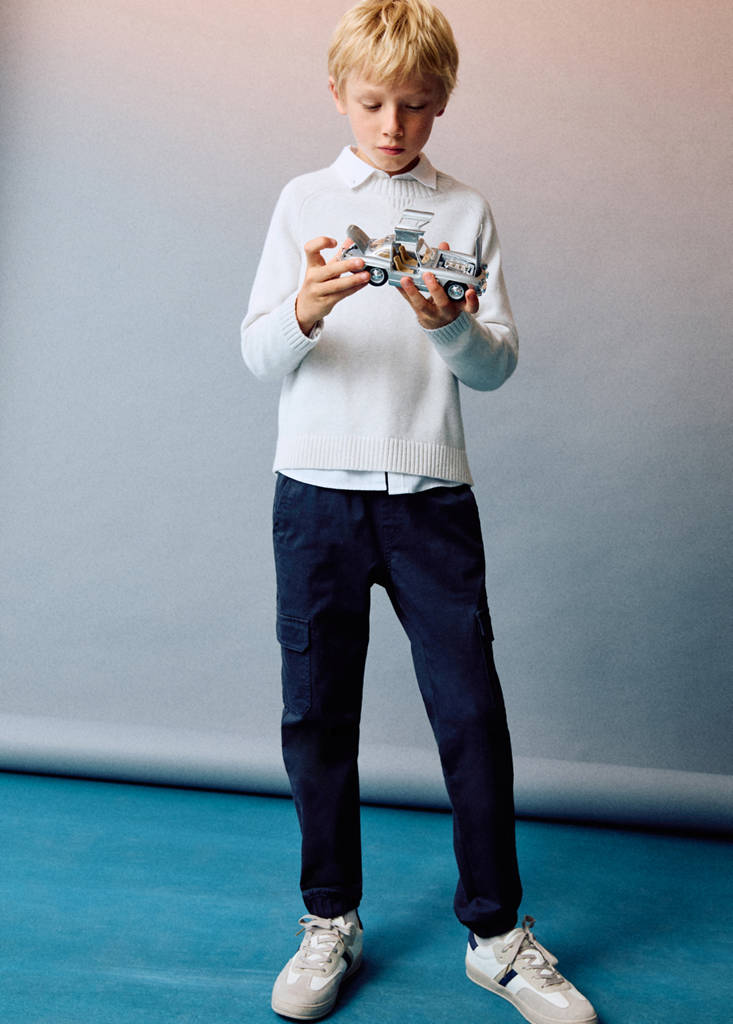 Knitted cotton sweater — Light/Pastel Grey