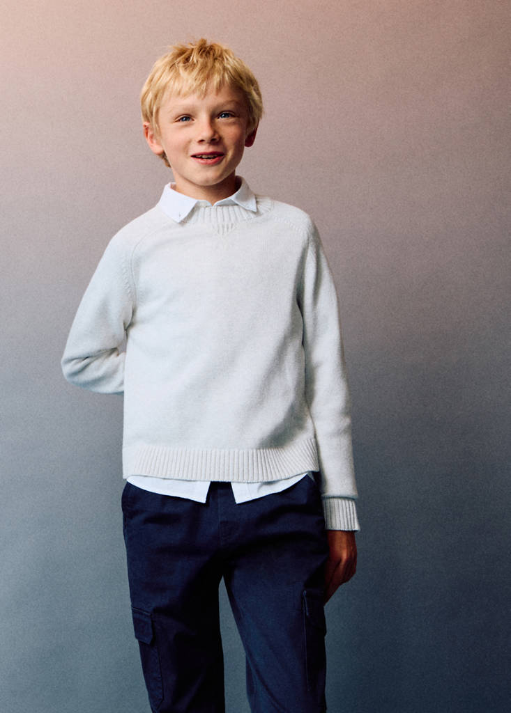 Knitted cotton sweater — Light/Pastel Grey