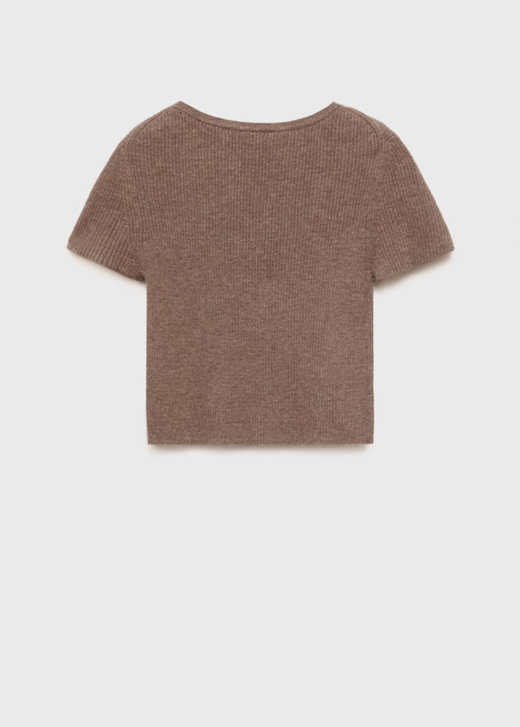 Ribbed  knit t-shirt — Brown