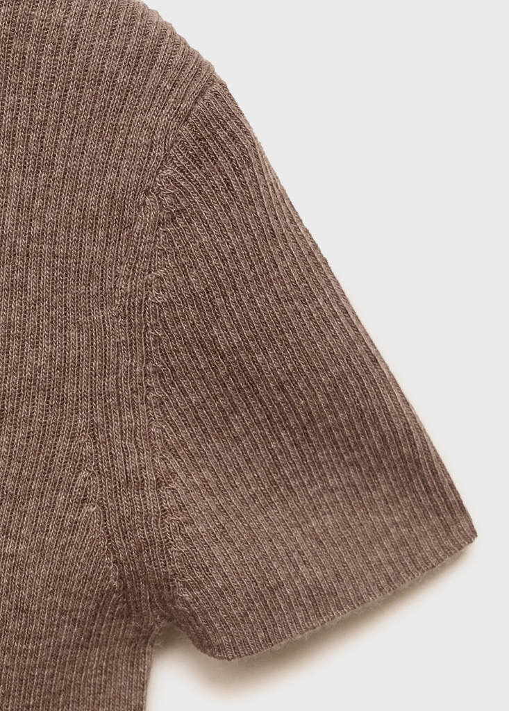 Ribbed  knit t-shirt — Brown