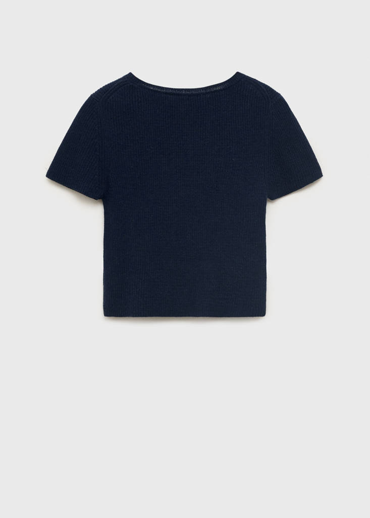 Ribbed  knit t-shirt — Navy