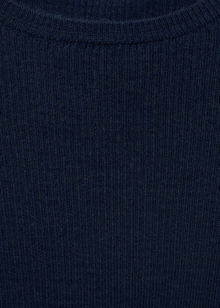 Ribbed  knit t-shirt — Navy