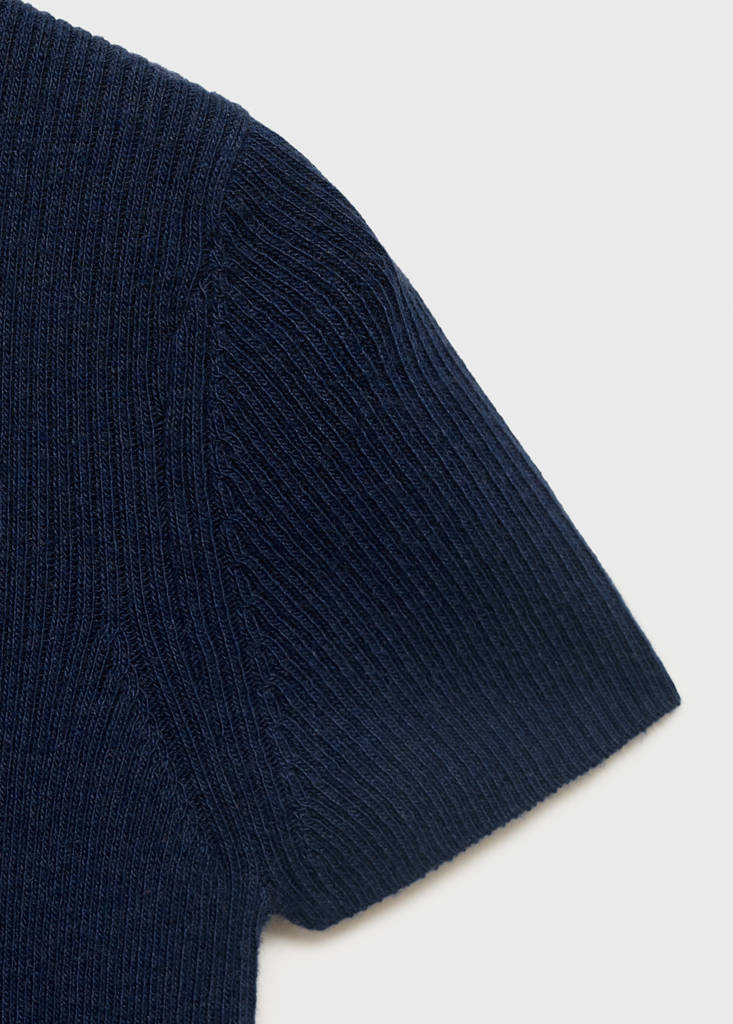 Ribbed  knit t-shirt — Navy