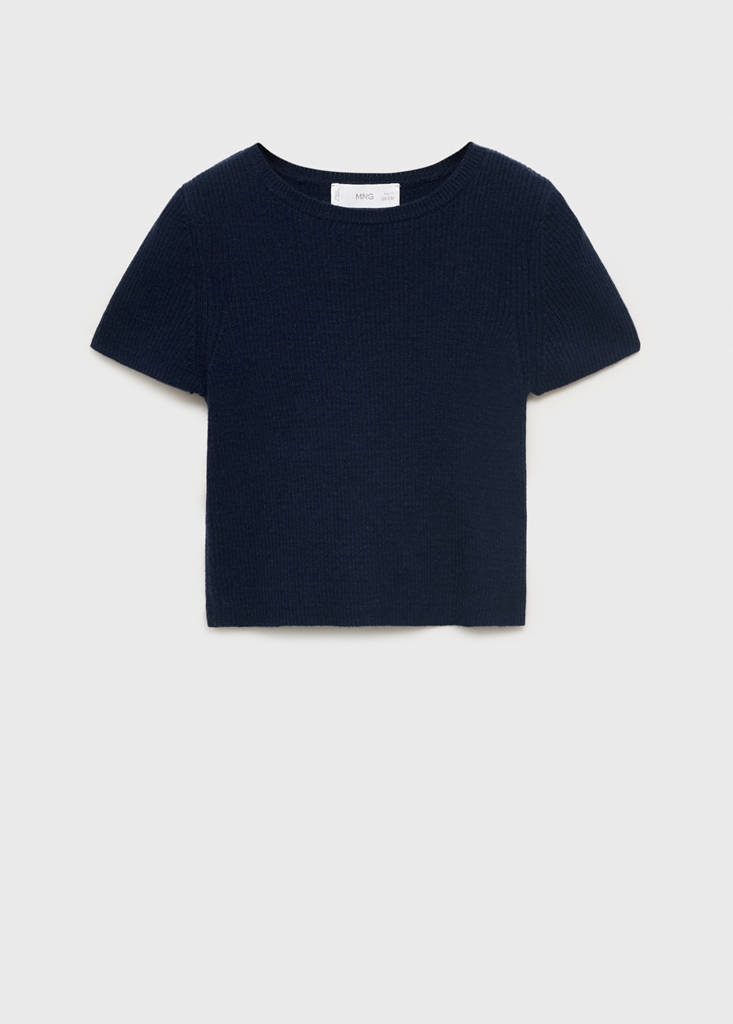 Ribbed  knit t-shirt — Navy