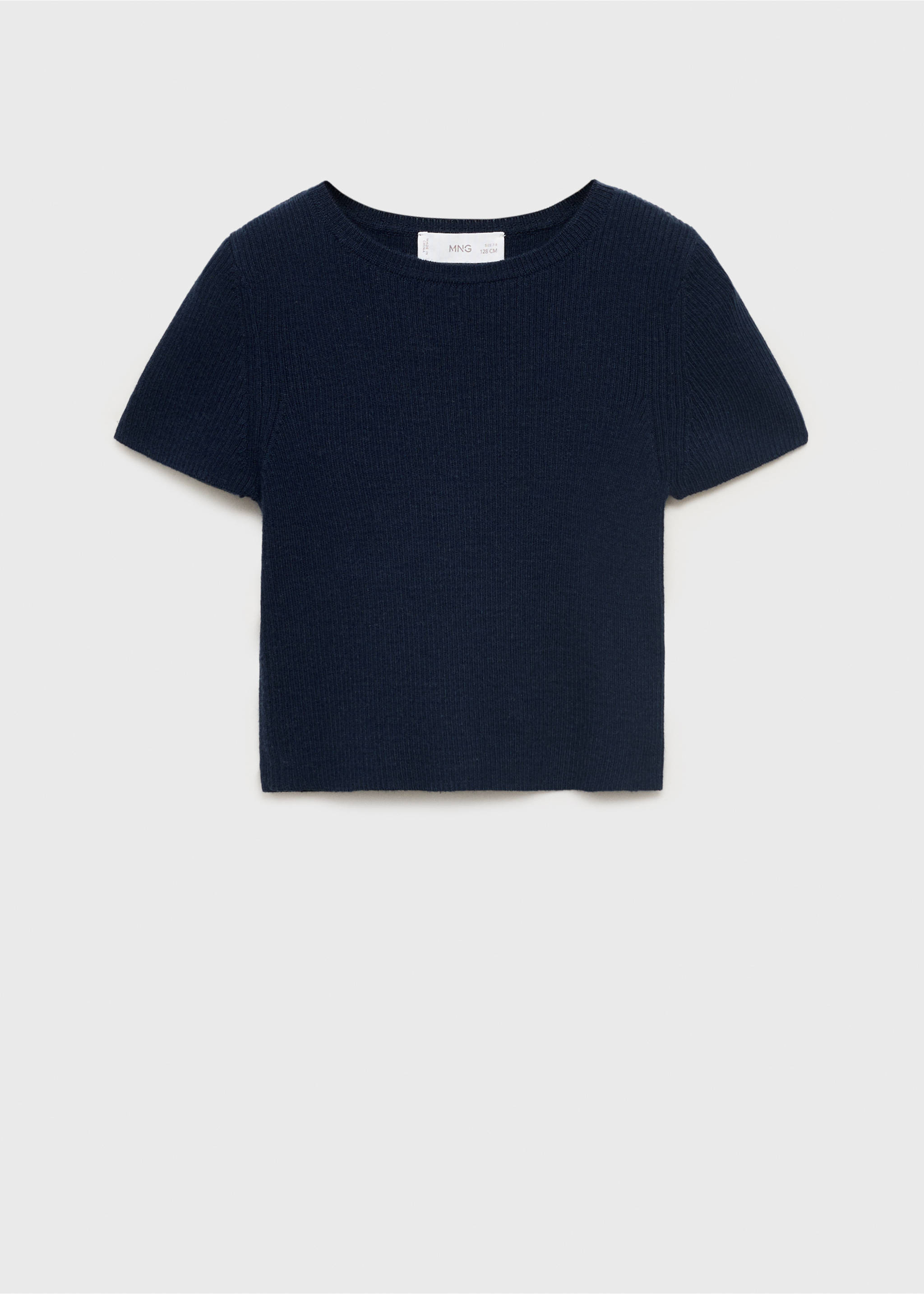 Ribbed  knit t-shirt - Article without model, Navy. Ref: 17093279-00.