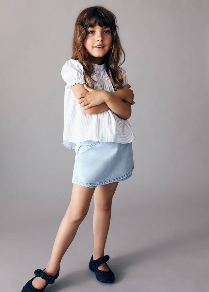 Wrapped denim skort — Light Blue