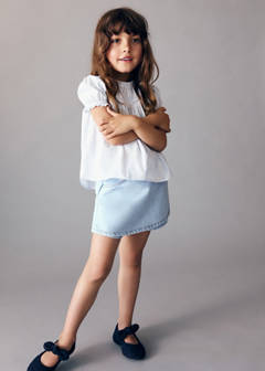 Wrapped denim skort — Light Blue 2