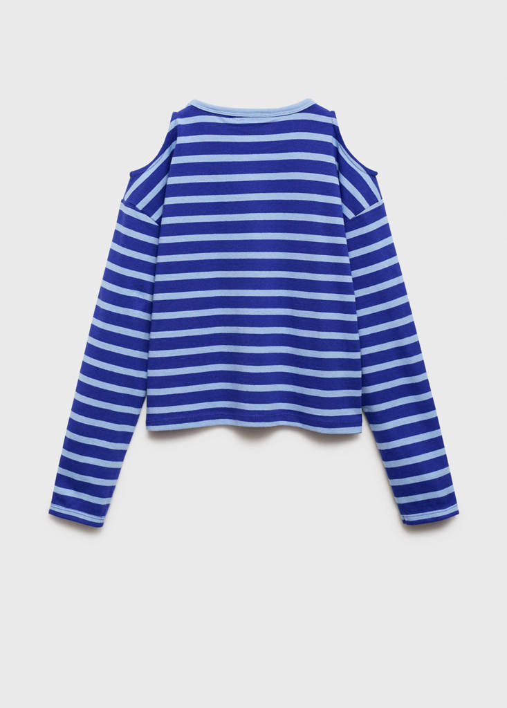 Striped t-shirt with cut-out — Vibrant blue