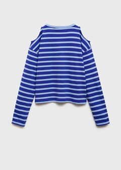 Striped t-shirt with cut-out — Vibrant blue 3