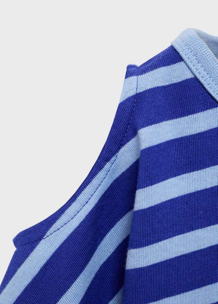 Striped t-shirt with cut-out — Vibrant blue