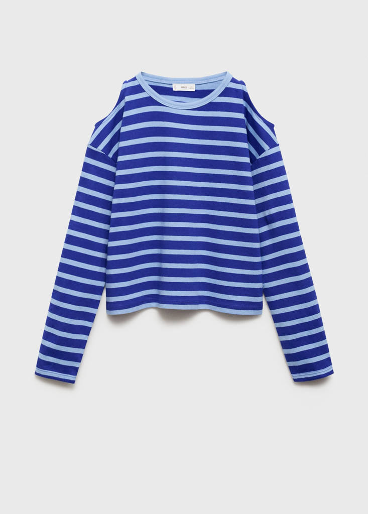 Striped t-shirt with cut-out — Vibrant blue