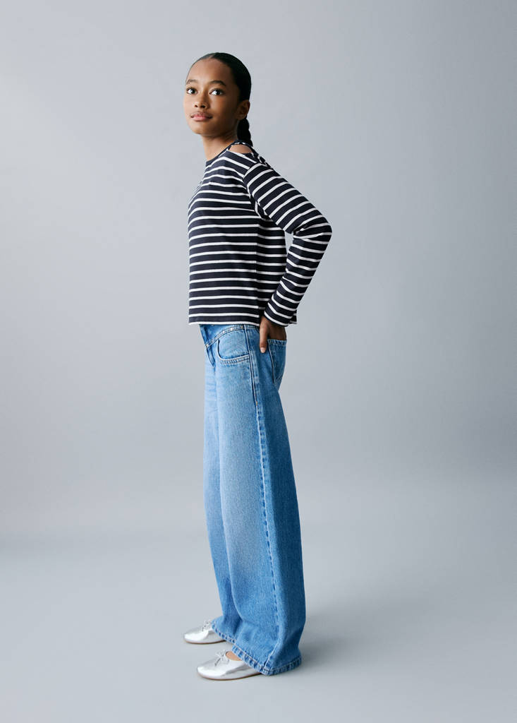 Striped t-shirt with cut-out — Navy
