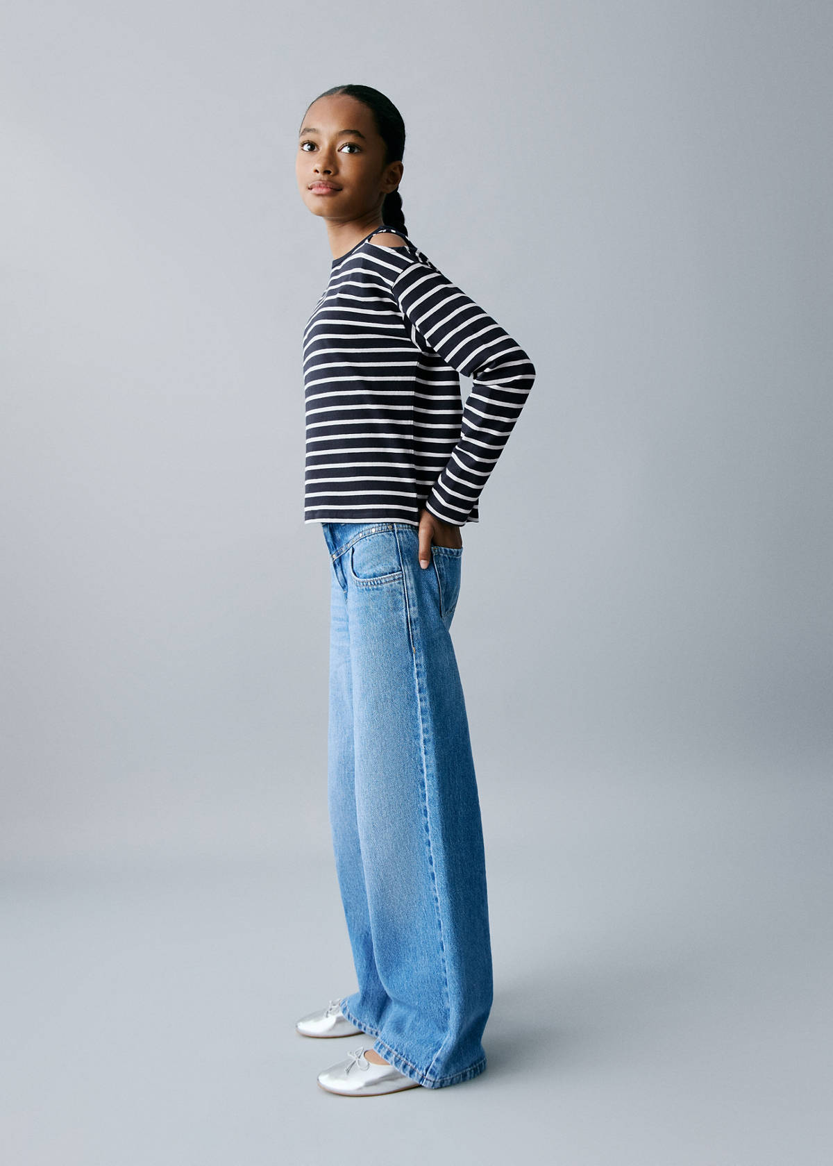 Striped t-shirt with cut-out — Navy