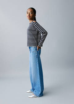Striped t-shirt with cut-out — Navy 1