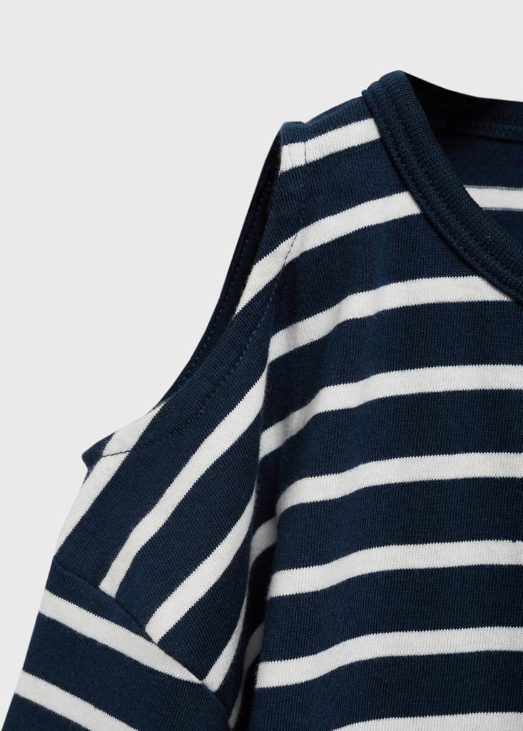Striped t-shirt with cut-out — Navy