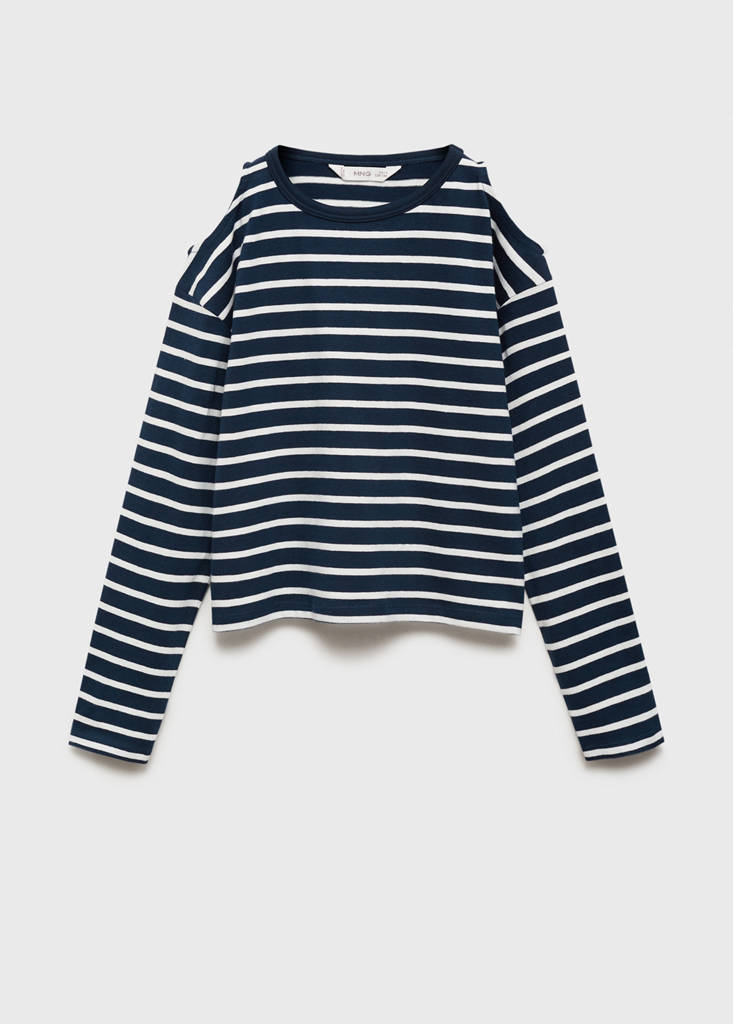 Striped t-shirt with cut-out — Navy
