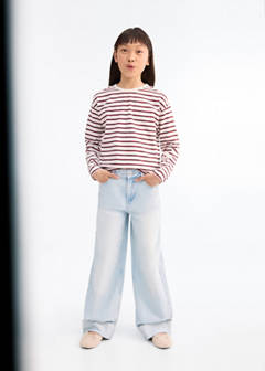 Striped t-shirt with cut-out — Maroon 1