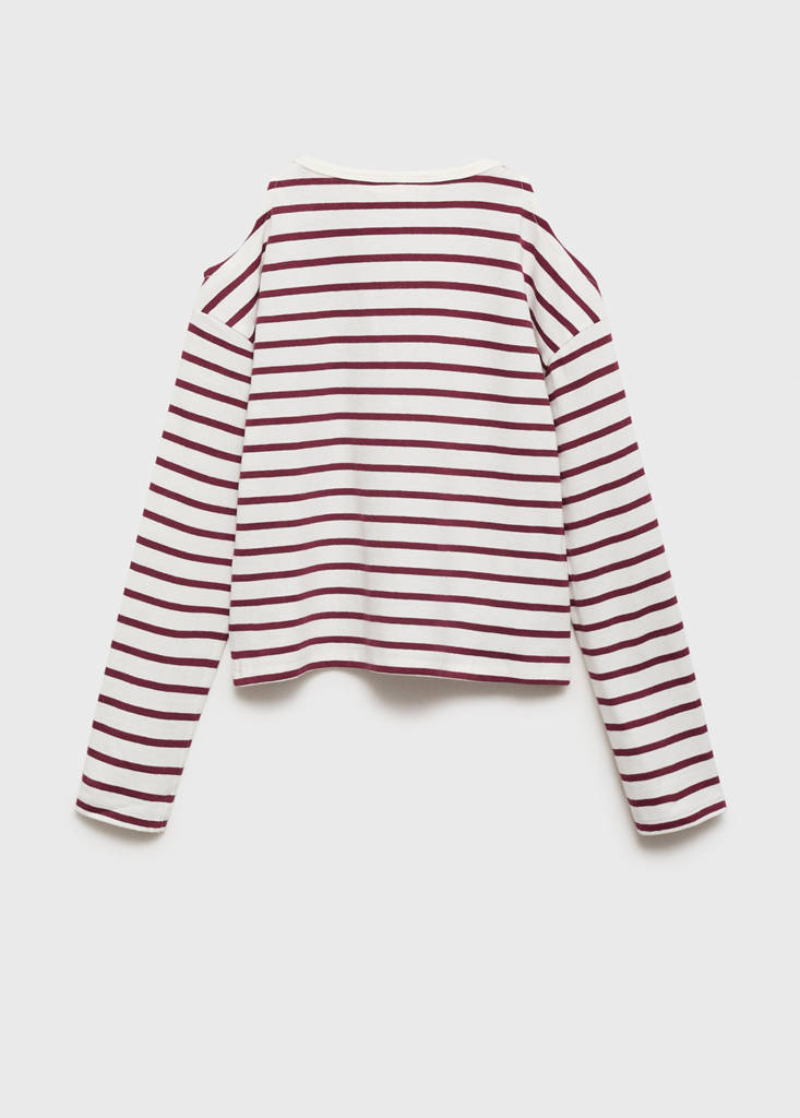 Striped t-shirt with cut-out — Maroon