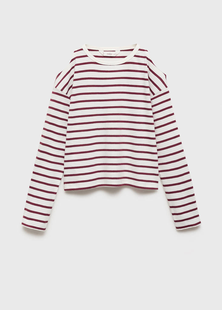 Striped t-shirt with cut-out — Maroon